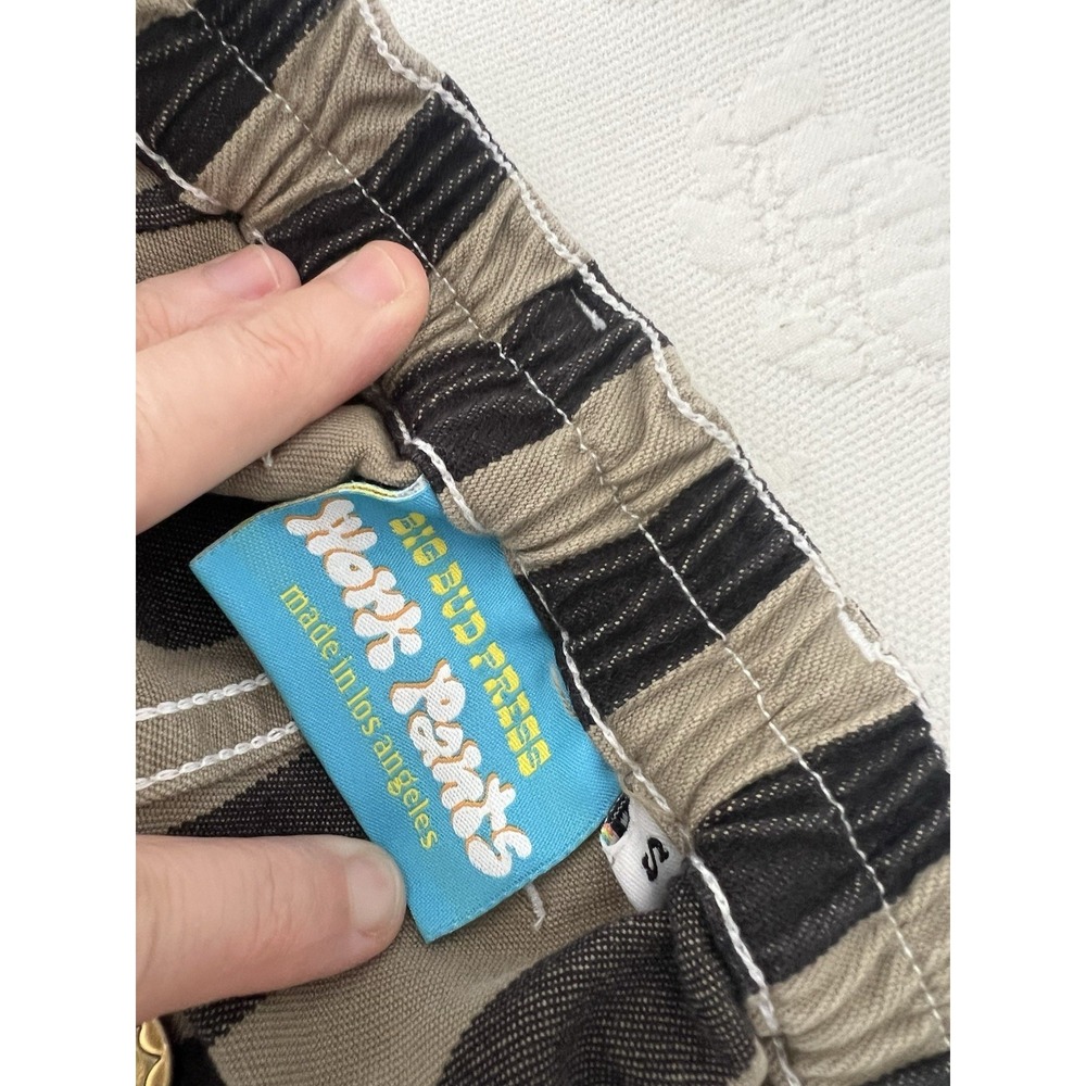 Big Bud Press Work Pants Green Black Striped Cotton Canvas Small Made in USA - Picture 2 of 14